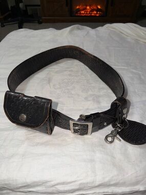 Tactical Leather Duty Belt with attachments